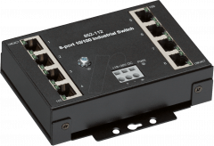 Ethernet switch plat - DIN-rail - 8 poorten - incl. voeding